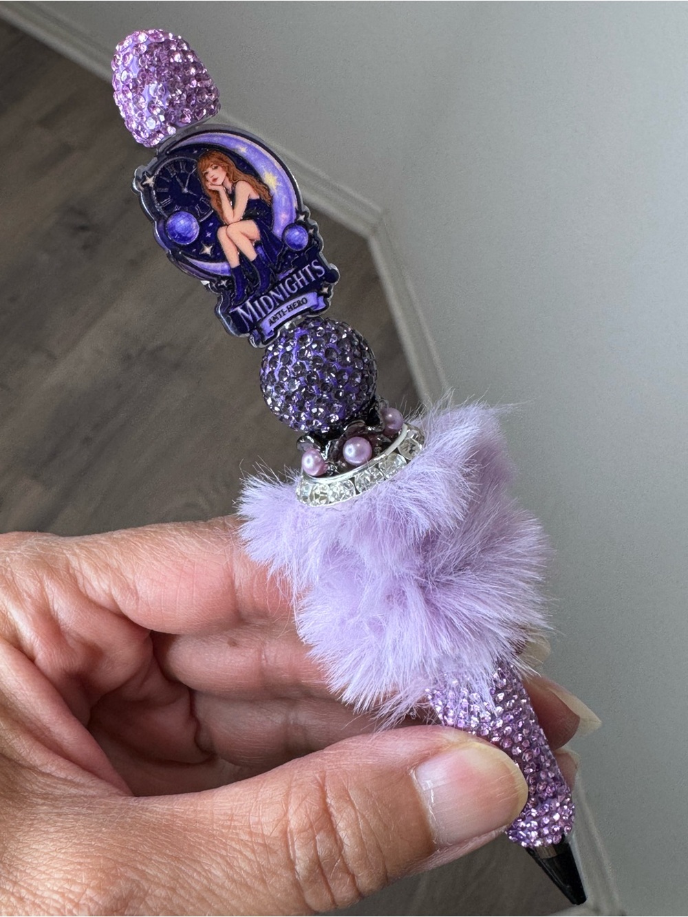 Taylor Swift rhinestone Midnights Anti-Hero lavender pen
